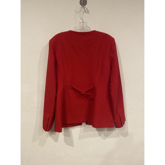 ALIGNE Daphne Blazer Womens 8 Red Collarless Open Front Tie Back A0001031 - Picture 6 of 6